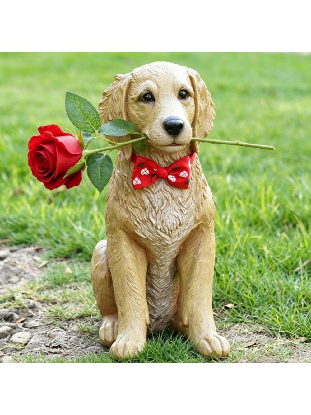 Charming Dog Valentine’s Day Outdoor Decor - Waterproof Resin Garden Statues